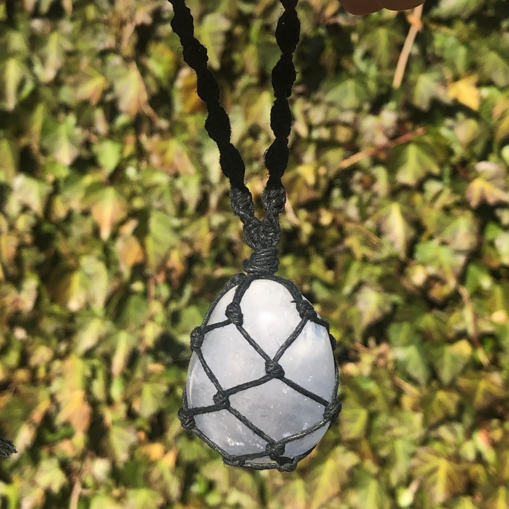 Celestite Chunky Macrame Necklace - image 4